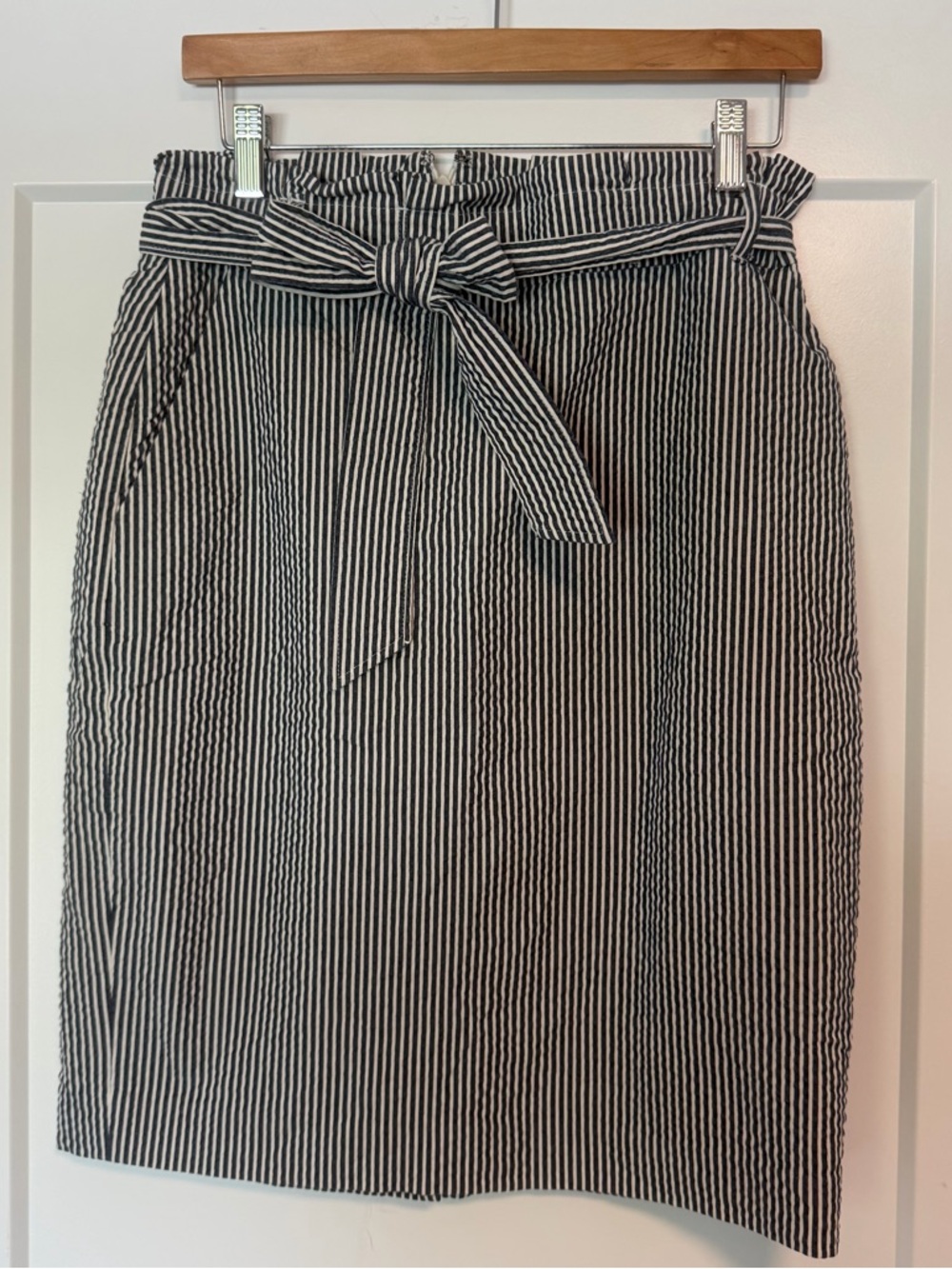 Ann Taylor Striped Paperbag Waist Pencil Skirt